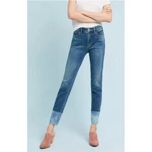 Pilcro by Anthopologie Two Tone Colorblock High Rise Skinny Ankle Jeans, sz 26